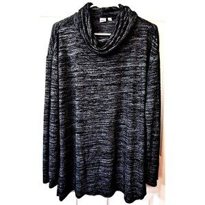 Gap Women's L Long Sleeve Softspun Cowlneck Sweater Black Marled Tunic